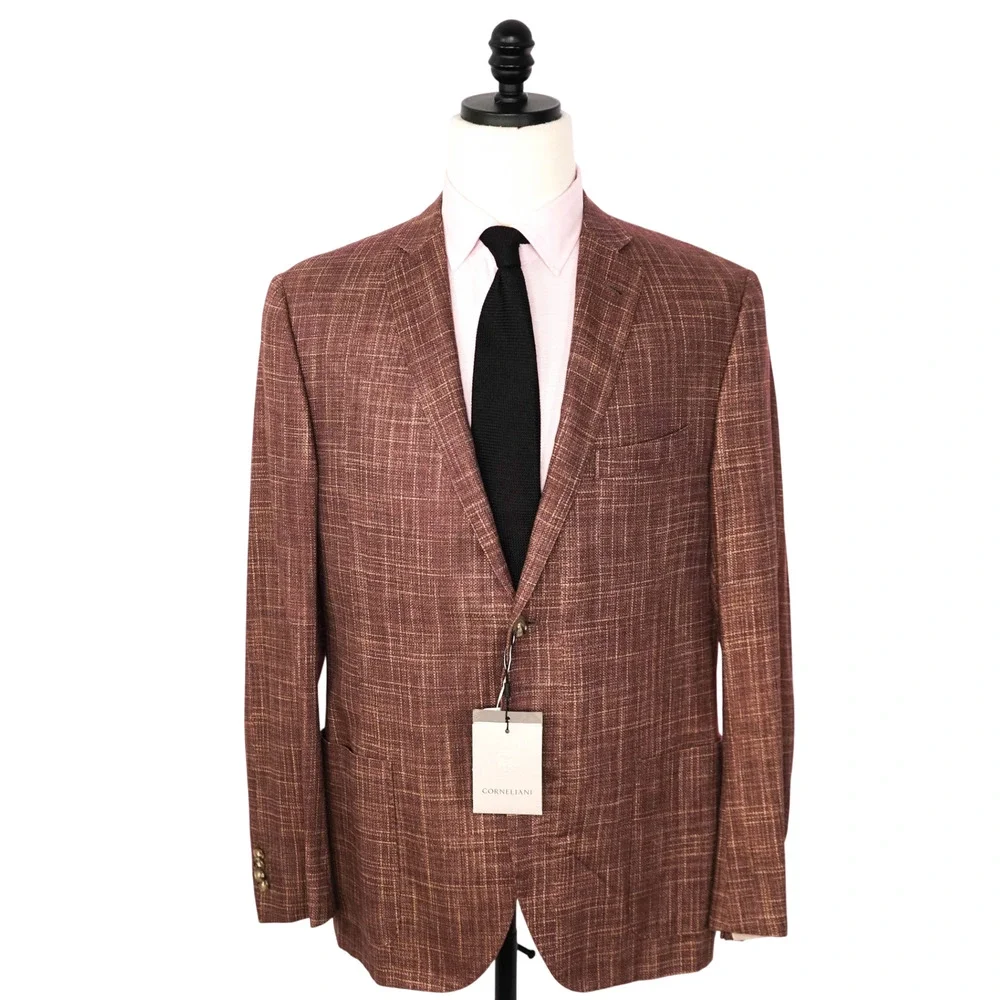 $2,195 CORNELIANI - Brick Red *PURE SILK* Blazer - 44R